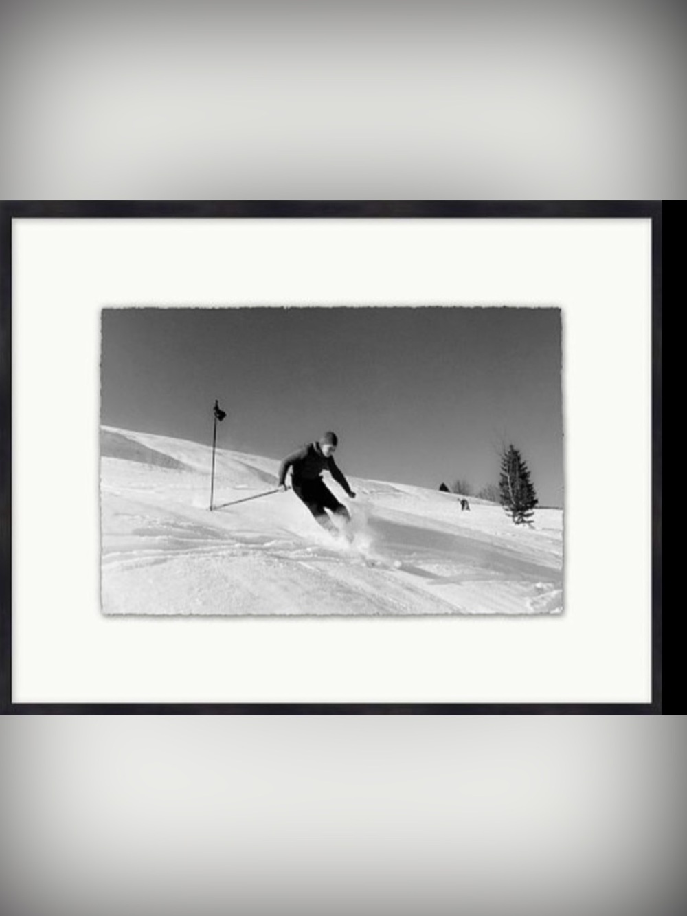Pottery Barn Vintage Slopes Black & White Ski Photo Framed Print - Set of 2